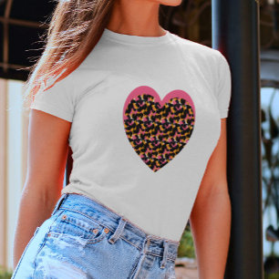 Jachtluipaard Hart Roze Zwart T-shirt
