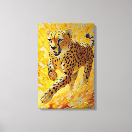 Jachtluipaard in levendige impasto-stijl canvas afdruk