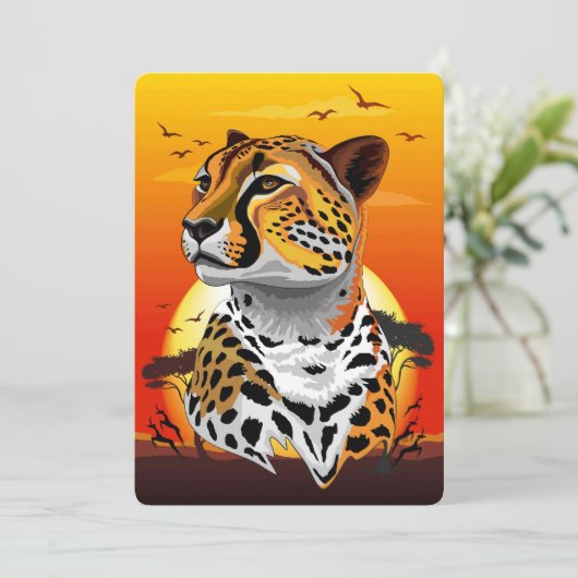 jachtluipaard kaart (Staand voorkant)