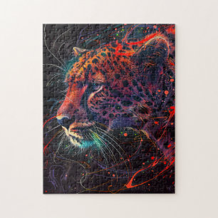 Jachtluipaard met Roodachtige Lichtsporen Legpuzzel