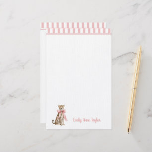 Jachtluipaard Met Roze Strik en Strepen Briefpapier
