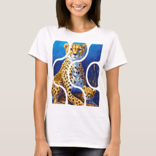 Jachtluipaard Moeder en Welp Wilde Natuur Ontwerp T-shirt