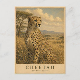 Jachtluipaard Oost-Afrikaanse savanne VINTAGE Briefkaart