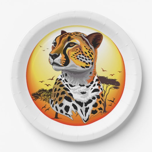jachtluipaard papieren bordje (Voorkant)