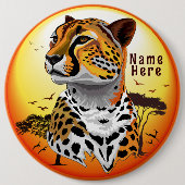 jachtluipaard ronde button 6,0 cm (Voorkant)