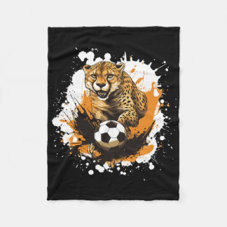 Jachtluipaard speelt voetbal grappig dier fleece deken