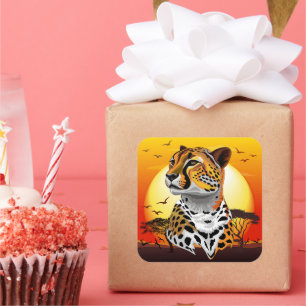 jachtluipaard vierkante sticker