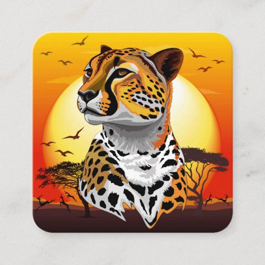 jachtluipaard vierkante visitekaartje (Voorkant)