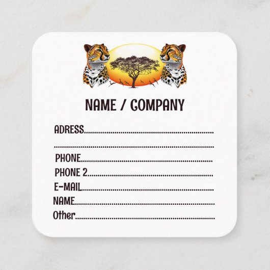 jachtluipaard vierkante visitekaartje (Achterkant)