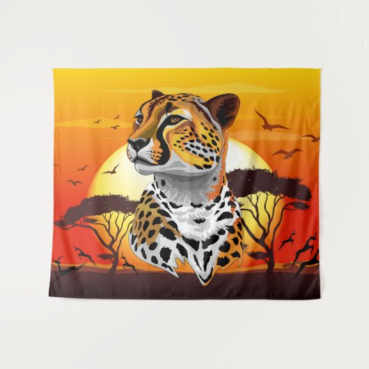 jachtluipaard wandkleed (Voorkant (horizontaal))