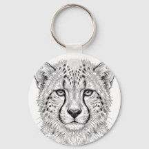 Jachtluipaardwelp Zwart Wit Sleutelhanger Print