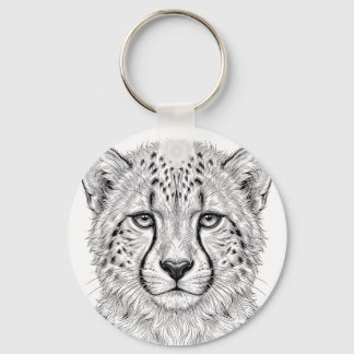 Jachtluipaardwelp Zwart Wit Sleutelhanger Print