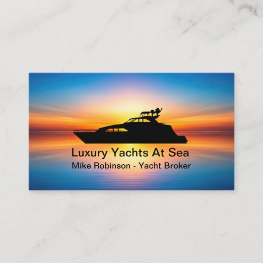 Jachtmakelaar en dealer Visitekaartjes zonsonderga (Voorkant)