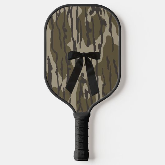 Jachtmeisje Camo Black Bow Ribbon Pickleball Paddle (Achterkant)