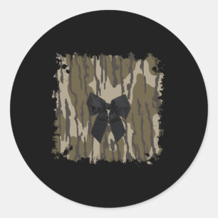 Jachtmeisje Camo Black Bow Ribbon Ronde Sticker