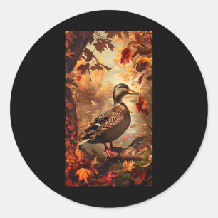Jachtscène Mallard Duck Autumn Wildlife Natuur Ronde Sticker