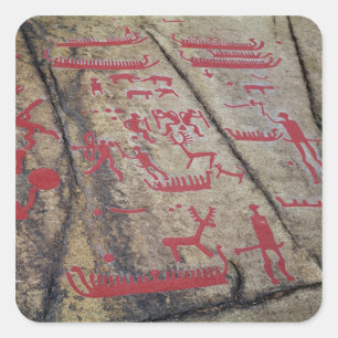 Jachtscènes voor bende en herten vierkante sticker