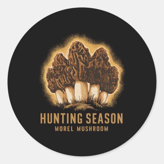 Jachtseizoen Funny Morel Mushroom Foraging Ronde Sticker (Voorkant)