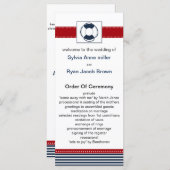 jachtstrepen, reddingsboei, nautische trouwprogram programmakaart (Voorkant / Achterkant)