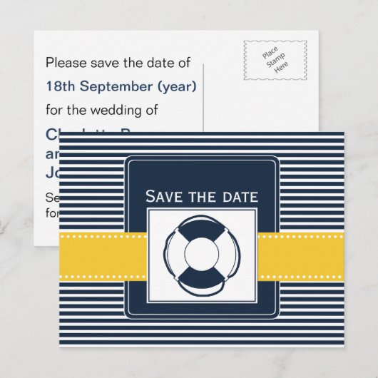 jachtstrepen, reddingsboei, zeemijl, behalve de da aankondigingskaart (Voorkant / Achterkant)