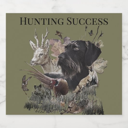 Jachtsucces, Deutsch Drahthaar Likeurfles Etiket (Enkel label)