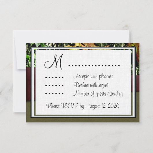 Jachtt camouflage RSVP Trouwkaarten (Achterkant)