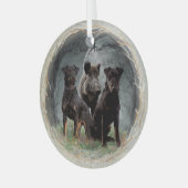 Jachtterriër glas ornament (Voorkant links)