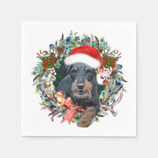 Jachtterriër,Prettig kerstfeest Servet (Voorkant)