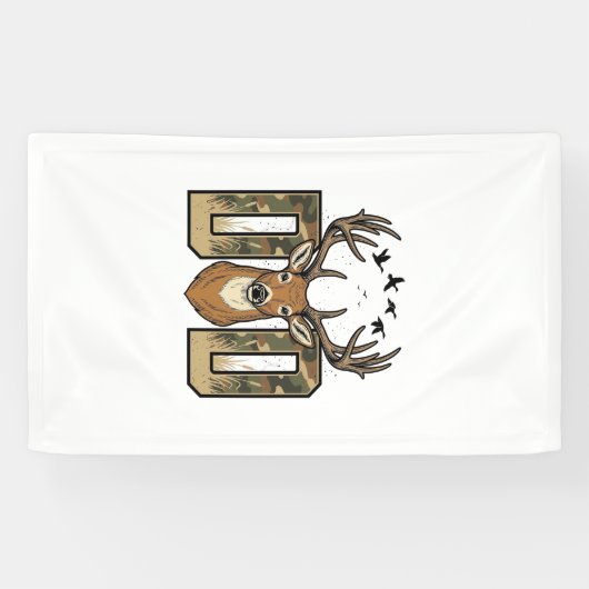 Jachtvader Camo Buck Vector Shirt Ontwerp_1 Spandoek (Horizontaal)