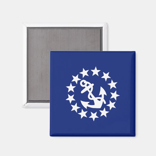 Jachtvlag Anker Sterren Symbool op Blauw Magneet (Voorkant / Achterkant)
