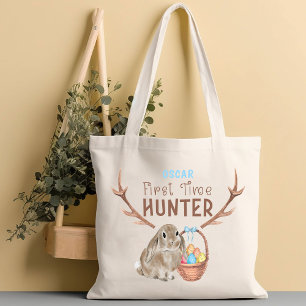 Jachtzak voor paaseieren voor een schattige jager tote bag