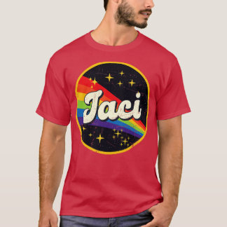 Jaci regenboog in ruimte grunge stijl t-shirt