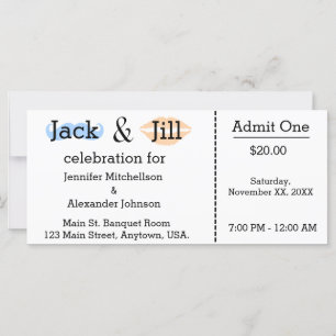 Jack and Jill Mustache & Lipstick Shower Ticket