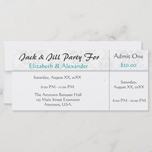 Jack and Jill Shower Ticket Style Party (Voorkant)
