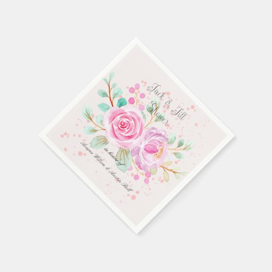 Jack and Jill Vrijgezellenfeest Waterverf Pink Ros Servet (Hoek)