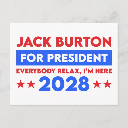 Jack Burton voor President 2028 Briefkaart (Voorkant)