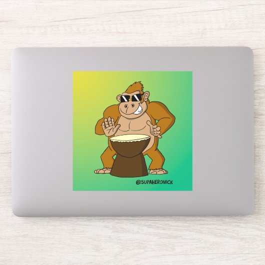 Jack de Funky Gorilla Cartoon Drummer Sticker (Computer)