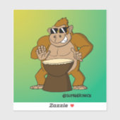 Jack de Funky Gorilla Cartoon Drummer Sticker (Vel)
