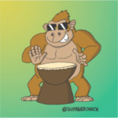 Jack de Funky Gorilla Cartoon Drummer Sticker (Voorkant)