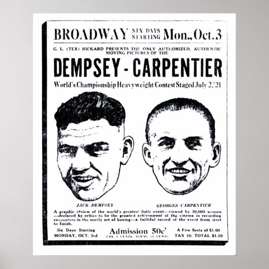 Jack Dempsey 1921  film en poster (Voorkant)