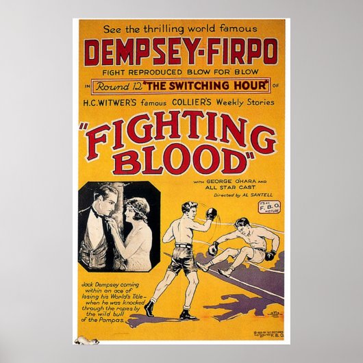  JACK DEMPSEY BOX FILM Fighting Bloo Poster (Voorkant)