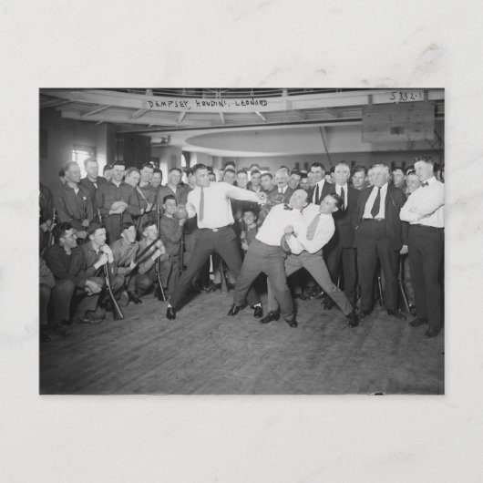 Jack Dempsey Mock vecht tegen Harry Houdini Briefkaart (Voorkant)