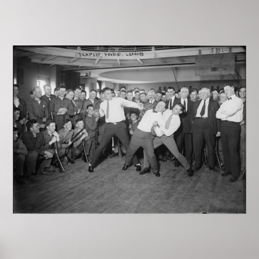 Jack Dempsey Mock vecht tegen Harry Houdini Poster (Voorkant)