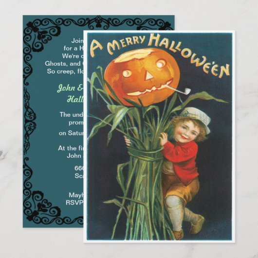  Jack en de pompoen Stalk Halloween Kaart (Voorkant / Achterkant)