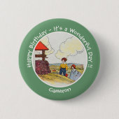 Jack en Jill Moeder Gans Verjaardagsfeestartikelen Ronde Button 5,7 Cm (Voorkant)