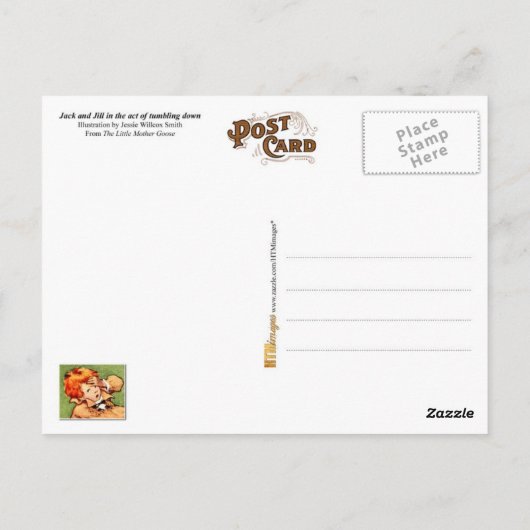 Jack en Jill trekken de heuvel omlaag Briefkaart (Achterkant)