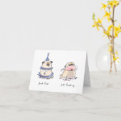 Jack Frost en Jill Frosting pug card Kaart (Gele Bloem)