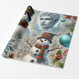 Jack Frost en sneeuwman Kerstthema 2 Cadeaupapier