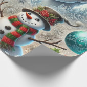 Jack Frost en sneeuwman Kerstthema 2 Cadeaupapier (Hoek)
