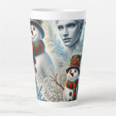 Jack Frost en sneeuwman Kerstthema 2 Latte Mok (Voorkant)